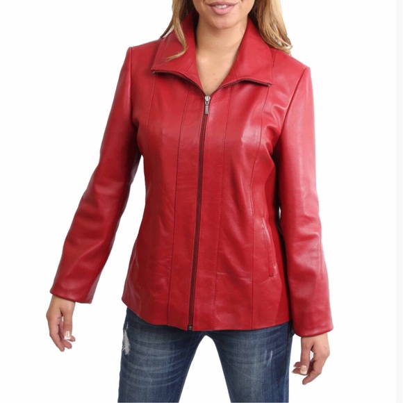 Preston & York Jackets & Blazers - PRESTON & YORK RED LAMB SKIN JACKET